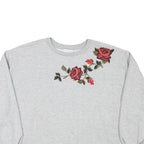 MISS SELFRIDGE Womens Grey Crew Neck UK 14 Embroidered Sweatshirt Crop Top