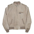 MEMBERS ONLY Mens Beige Leather Bomber Jacket M Suede Style Zip Closure