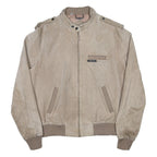 MEMBERS ONLY Mens Beige Leather Bomber Jacket M Suede Style Zip Closure
