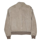 MEMBERS ONLY Mens Beige Leather Bomber Jacket M Suede Style Zip Closure