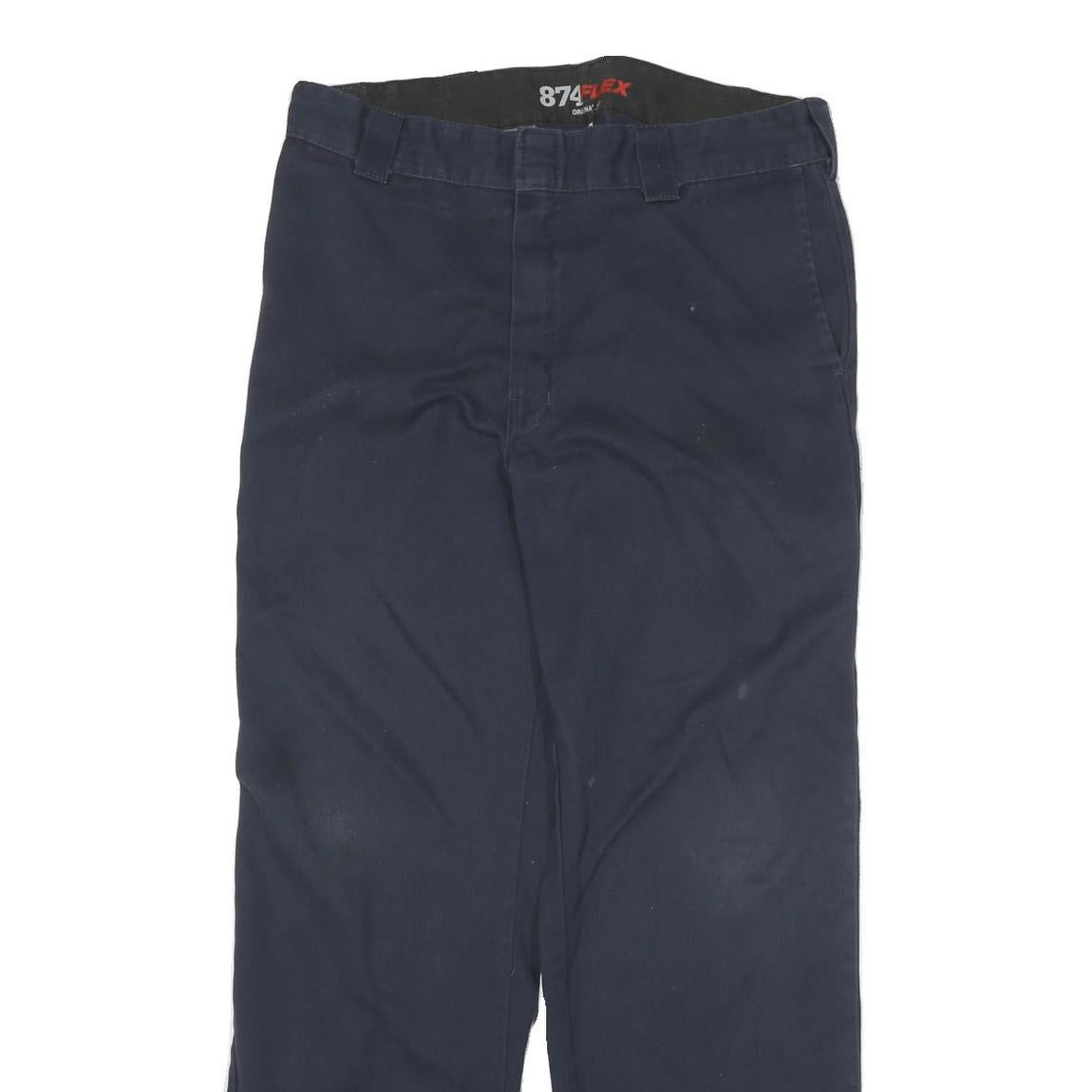 DICKIES Mens Cotton Blend Navy Regular Fit Straight Leg Trousers W34 L31