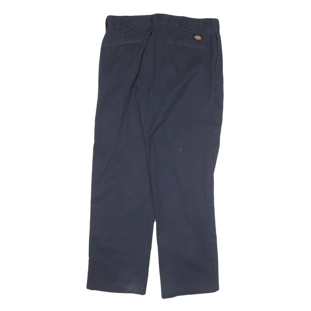 DICKIES Mens Cotton Blend Navy Regular Fit Straight Leg Trousers W34 L31