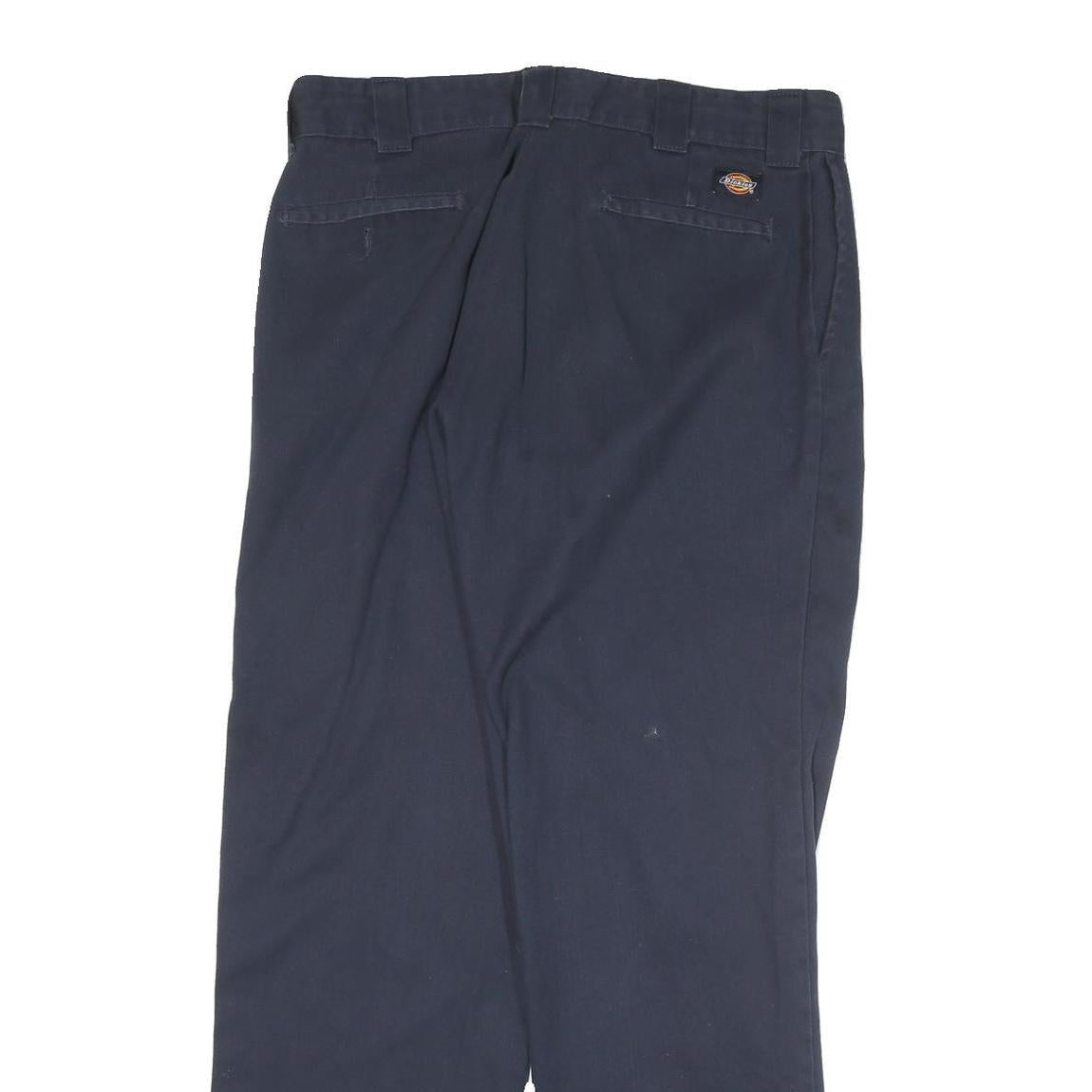 DICKIES Mens Cotton Blend Navy Regular Fit Straight Leg Trousers W34 L31