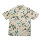 ISLAND SHORES Mens Beige Green Floral Cotton Shirt M Lightweight Casual