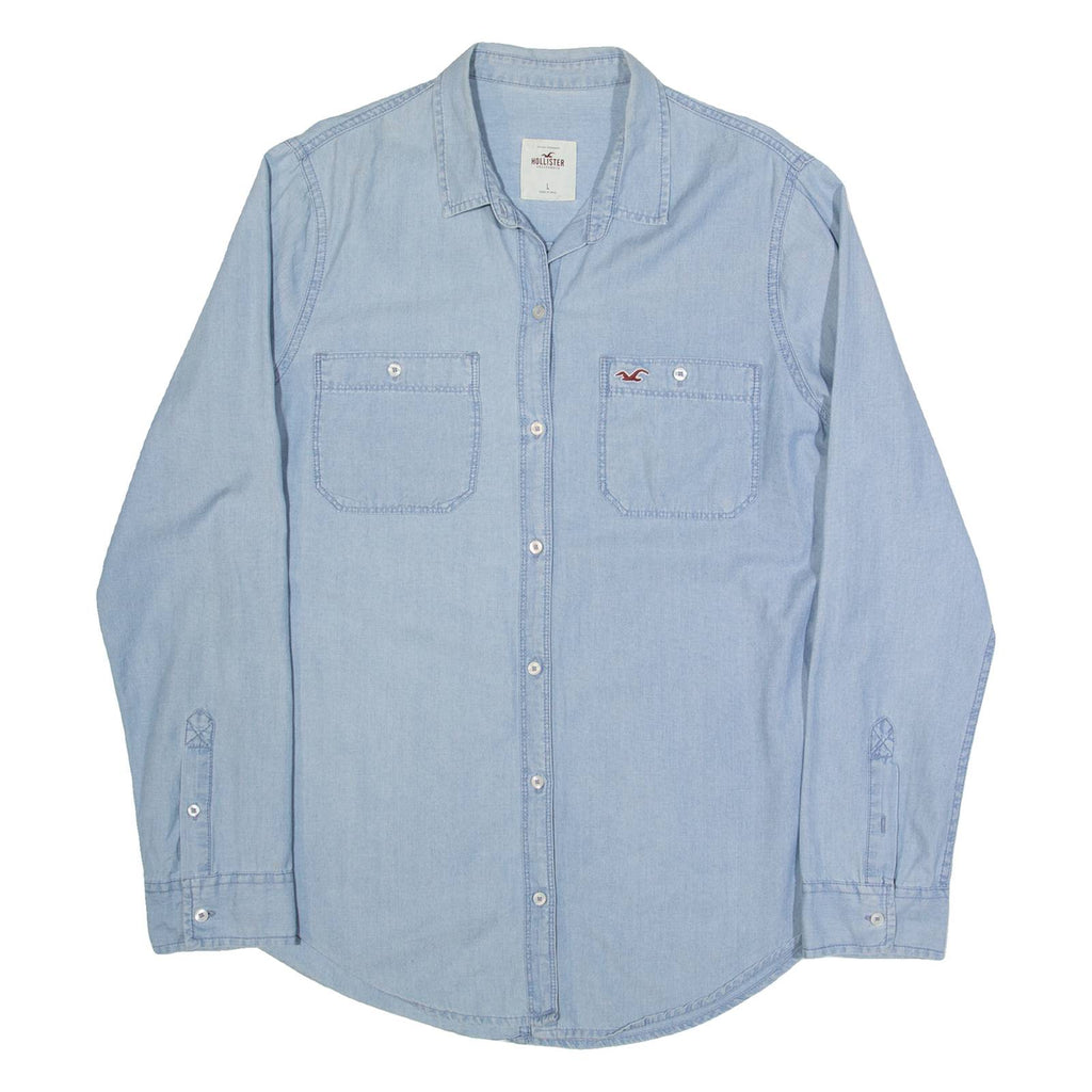 HOLLISTER Womens Plain Shirt Blue Long Sleeve L