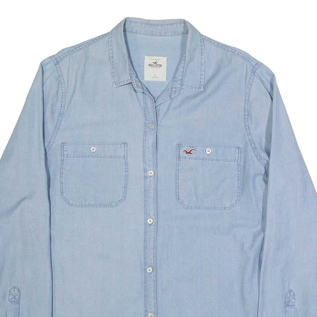 HOLLISTER Womens Plain Shirt Blue Long Sleeve L