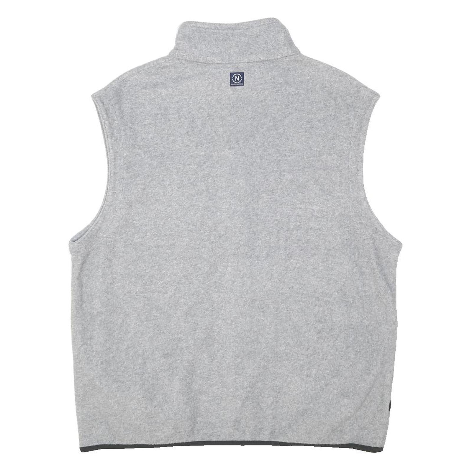 NAUTICA Mens Grey Fleece Sleeveless Jacket L Polyester Blend Zip Casual Outdoor