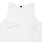 RIVER ISLAND Womens White Sleeveless V-Neck Plain Top UK 18 Summer Casual