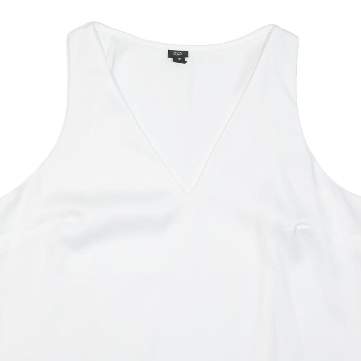 RIVER ISLAND Womens White Sleeveless V-Neck Plain Top UK 18 Summer Casual