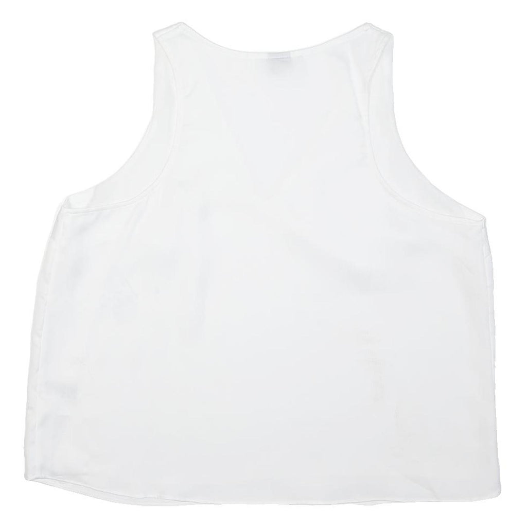 RIVER ISLAND Womens White Sleeveless V-Neck Plain Top UK 18 Summer Casual