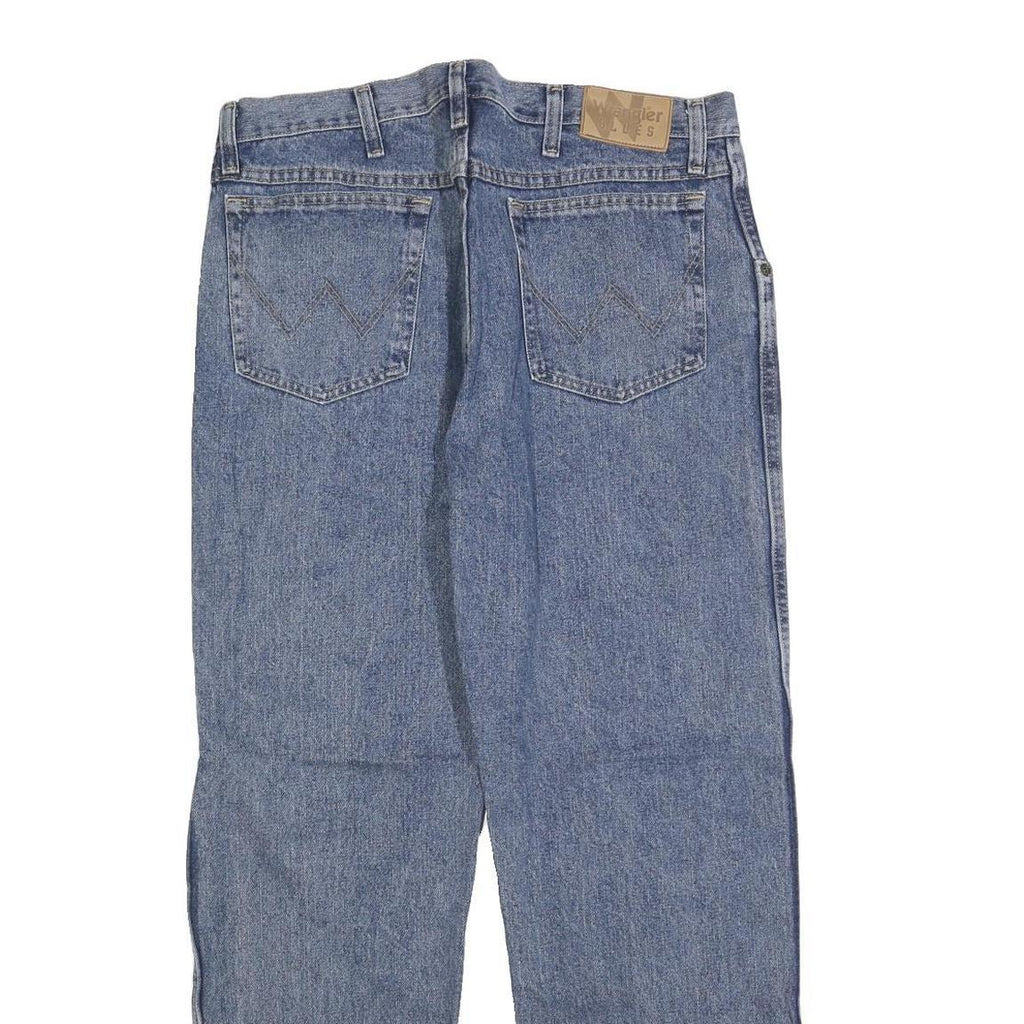 WRANGLER Mens Relaxed Blue Denim Cotton Blend Jeans W36 L30 Zip Closure Casual