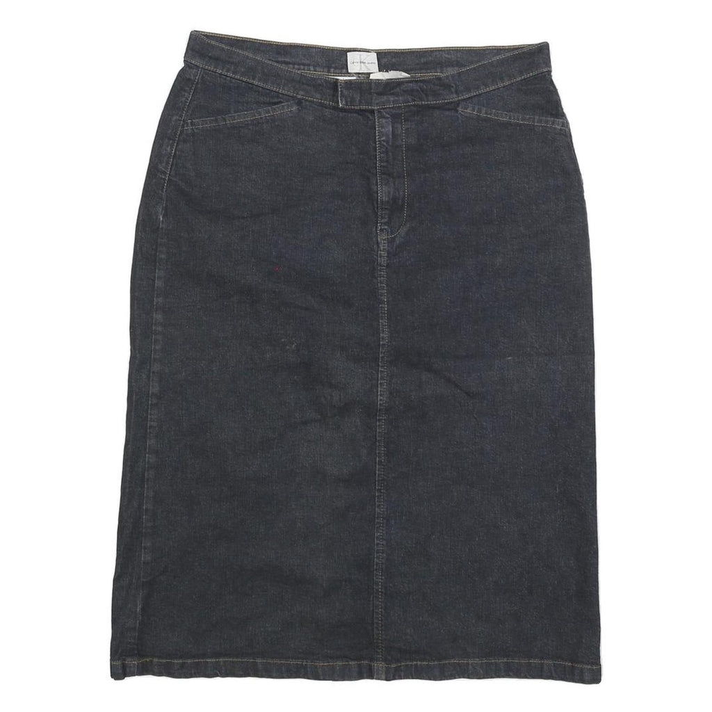 CALVIN KLEIN JEANS Womens Blue Denim Straight Knee Length Cotton Blend Skirt M
