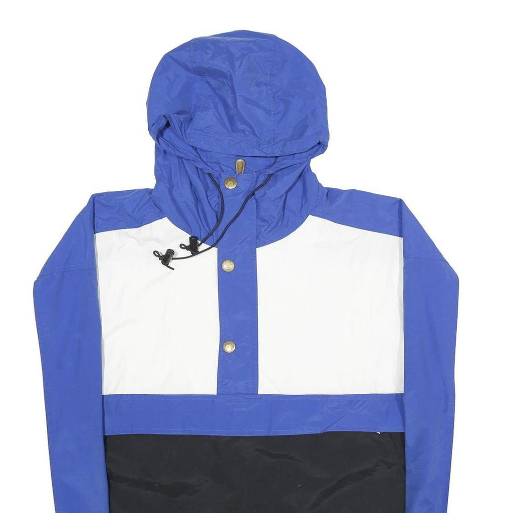 LUNA PIER Mens Blue & White Outdoor Nylon Woven Hooded Jacket XL Colourblock