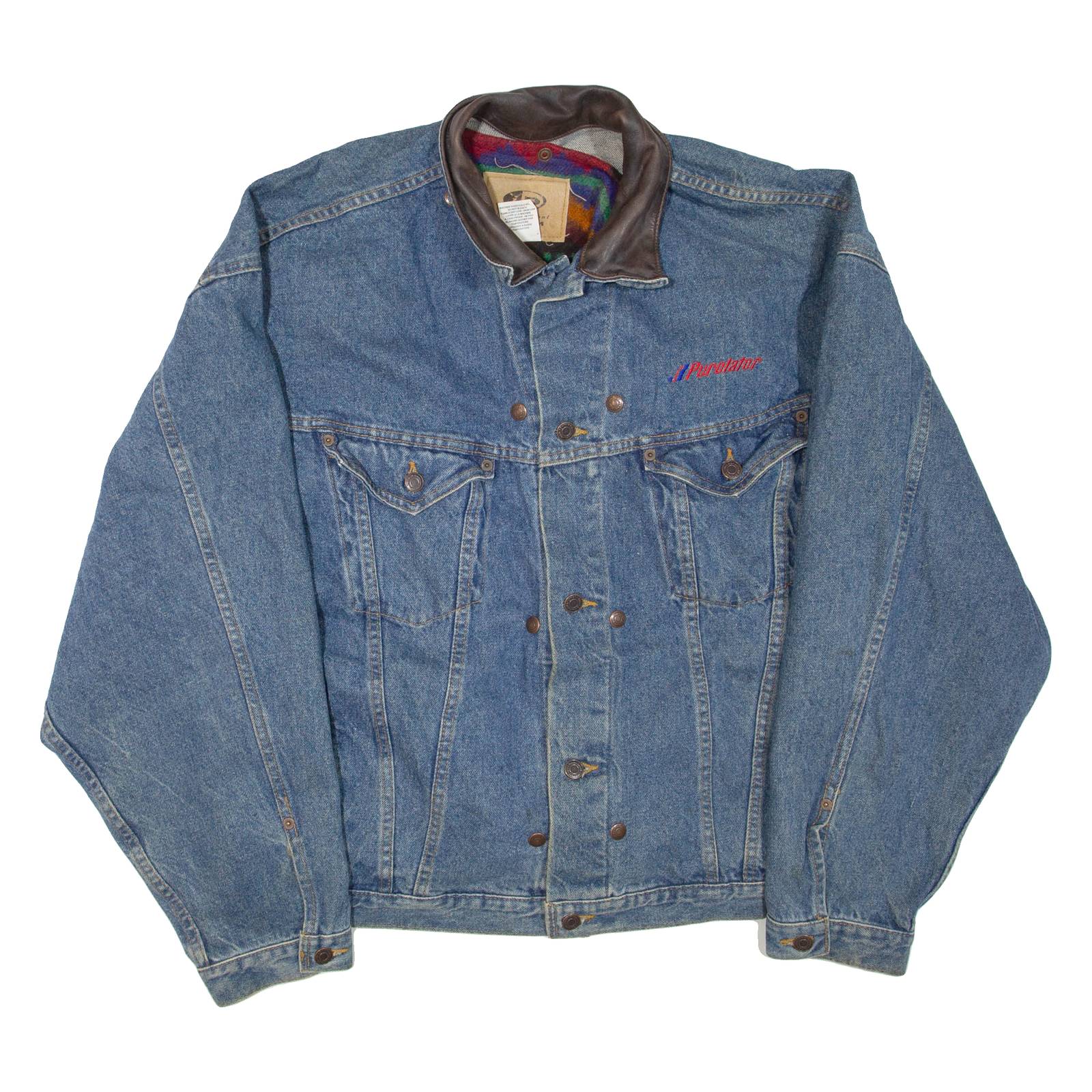 INTERNATIONAL DENIM Mens Blanket Lined Denim Jacket Blue XL