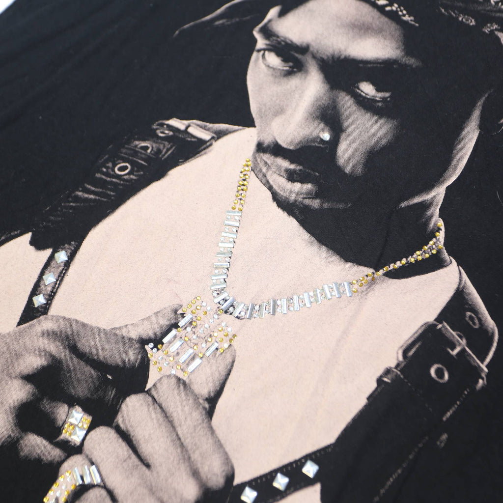 HEAVYMETAL Mens Black 2 Pac Graphic T-Shirt L Short Sleeve Crew Neck Vintage