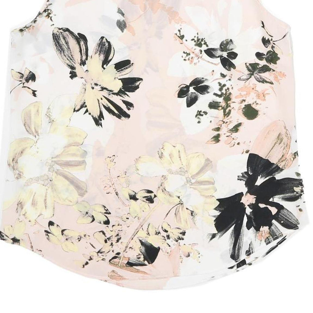 DKNY Womens Pink & Black Floral Sleeveless Round Neck Top S Lightweight