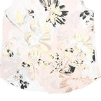 DKNY Womens Pink & Black Floral Sleeveless Round Neck Top S Lightweight