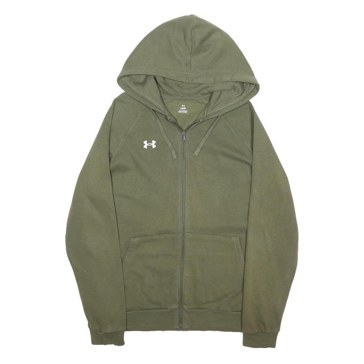 UNDER ARMOUR Mens Green Full Zip Hoodie L Cotton Blend Casual Sportswear