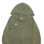 UNDER ARMOUR Mens Green Full Zip Hoodie L Cotton Blend Casual Sportswear