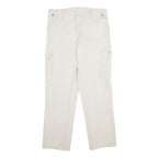 ALUART Mens Cotton White Regular Cargo Trousers W32 L32 Casual Functional Zip
