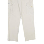 ALUART Mens Cotton White Regular Cargo Trousers W32 L32 Casual Functional Zip