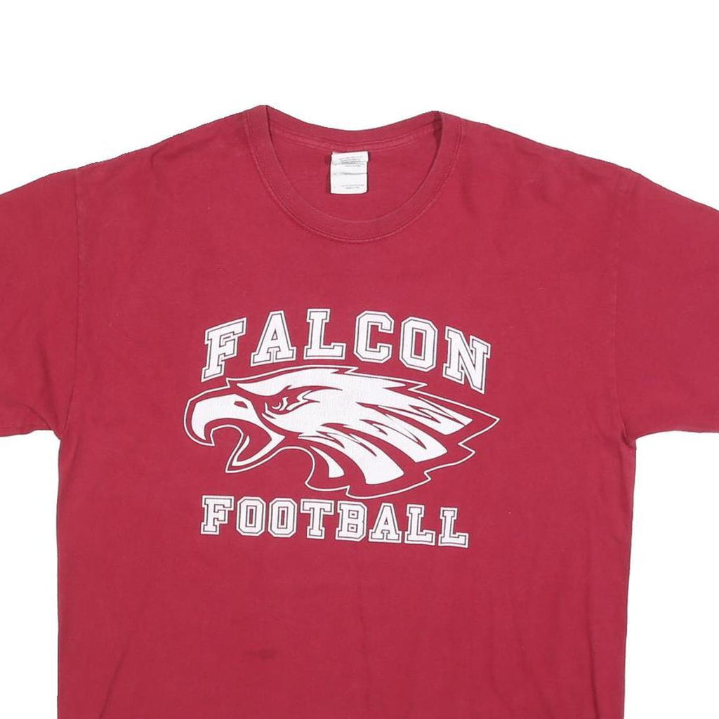 GILDAN Mens Red Falcon Football Graphic T-Shirt L Short Sleeve Crew Neck Casual