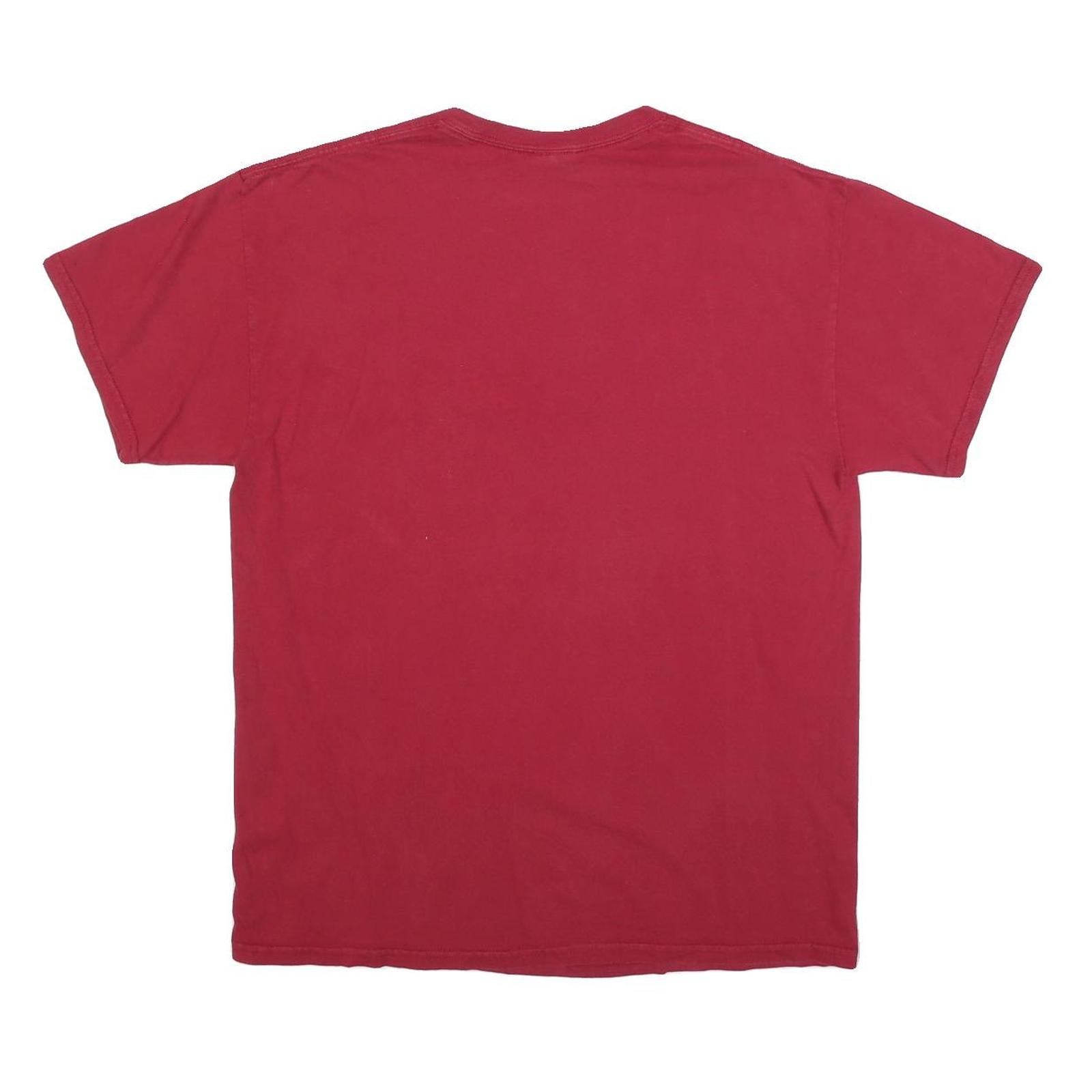 GILDAN Mens Red Falcon Football Graphic T-Shirt L Short Sleeve Crew Neck Casual