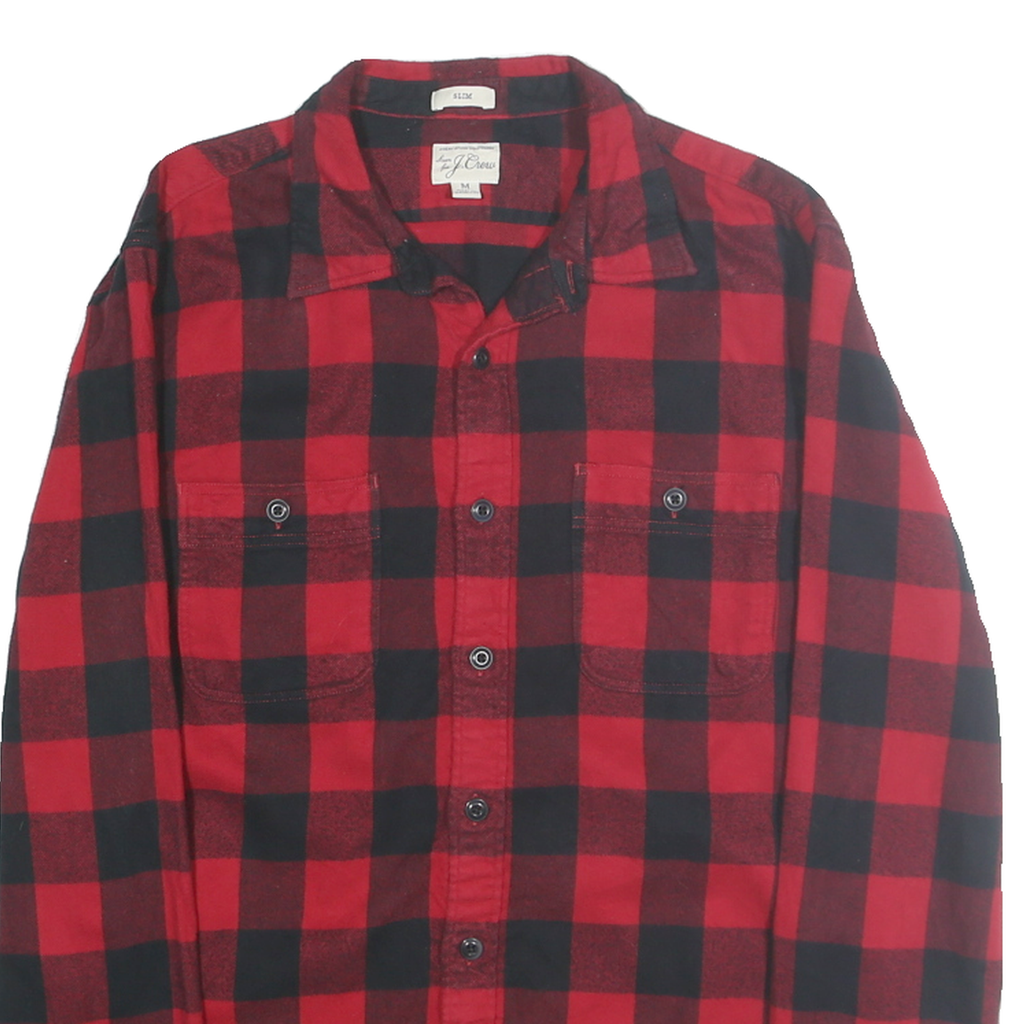 J.CREW Mens Red & Black Checked Shirt S Casual Cotton Long Sleeve Button Shirt