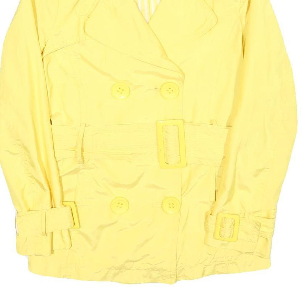 ZARA Womens Yellow Coat XS Polyester Blend Button Plain Stylish Lightweight
