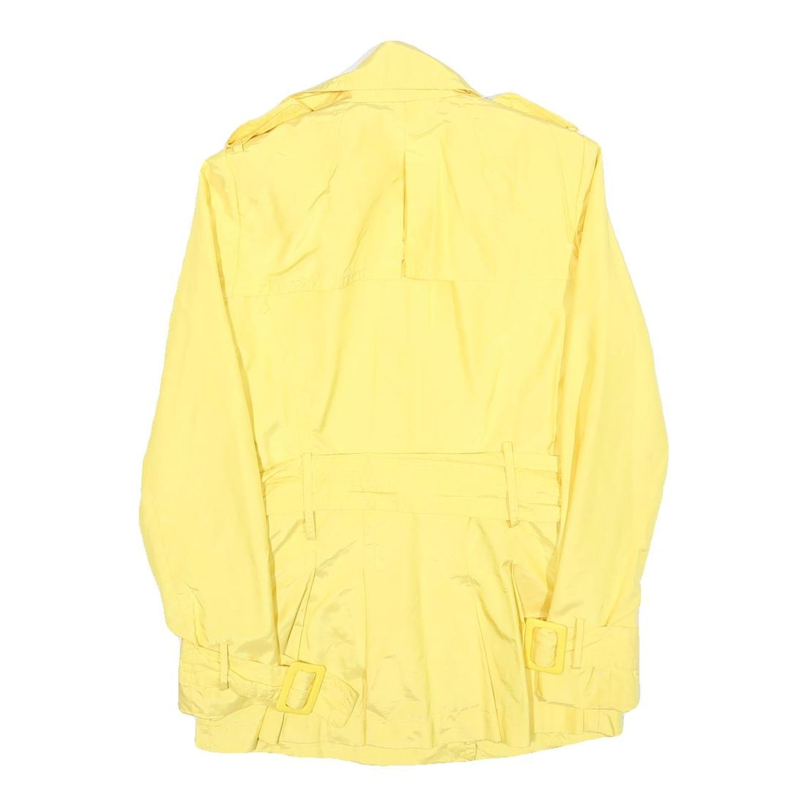 ZARA Womens Yellow Coat XS Polyester Blend Button Plain Stylish Lightweight