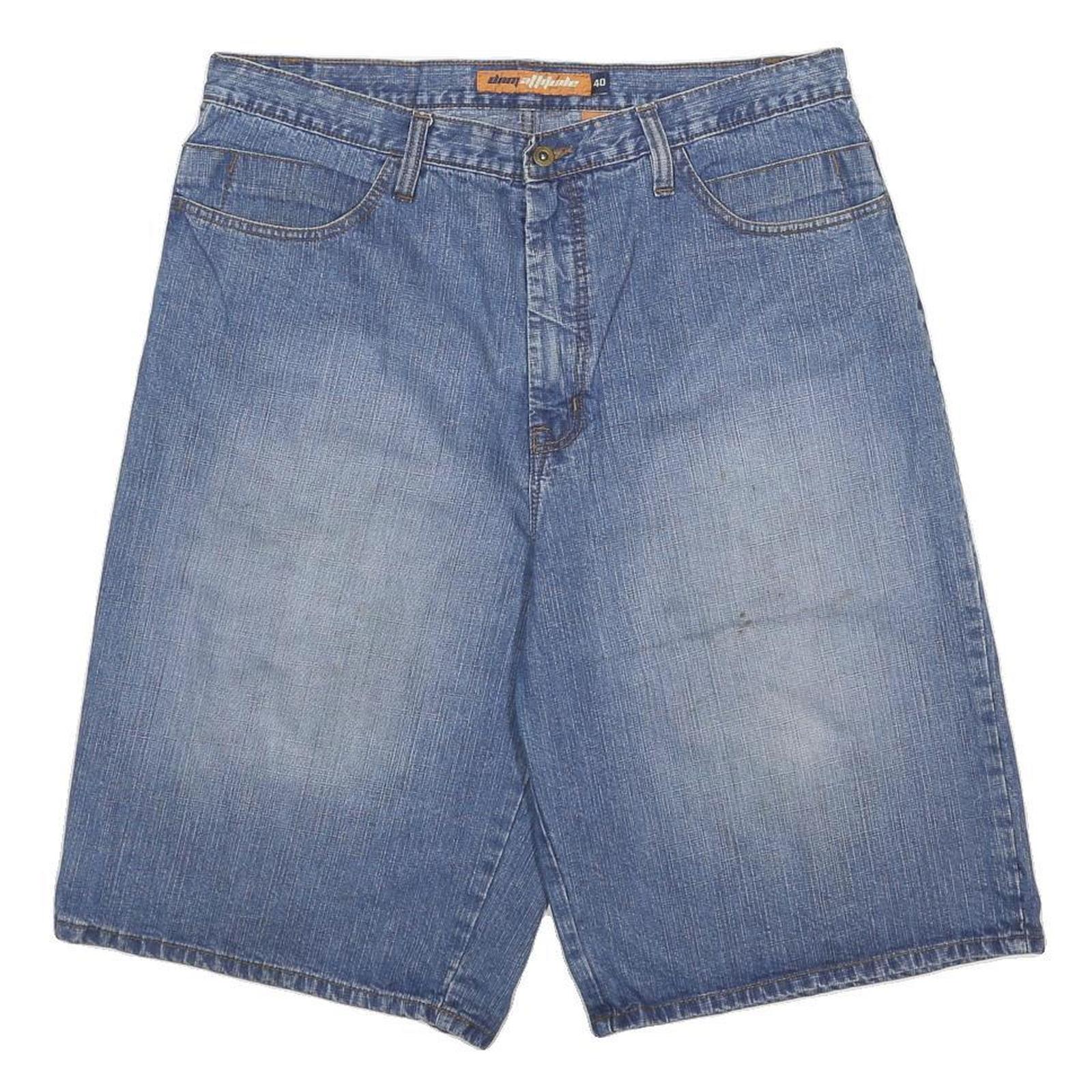 DNM ATTITUDE Mens Denim Blue Cotton Casual Shorts XL W37 Comfortable Fit