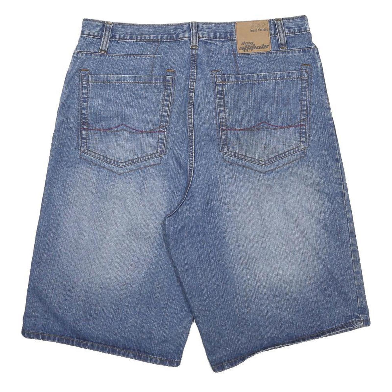 DNM ATTITUDE Mens Denim Blue Cotton Casual Shorts XL W37 Comfortable Fit