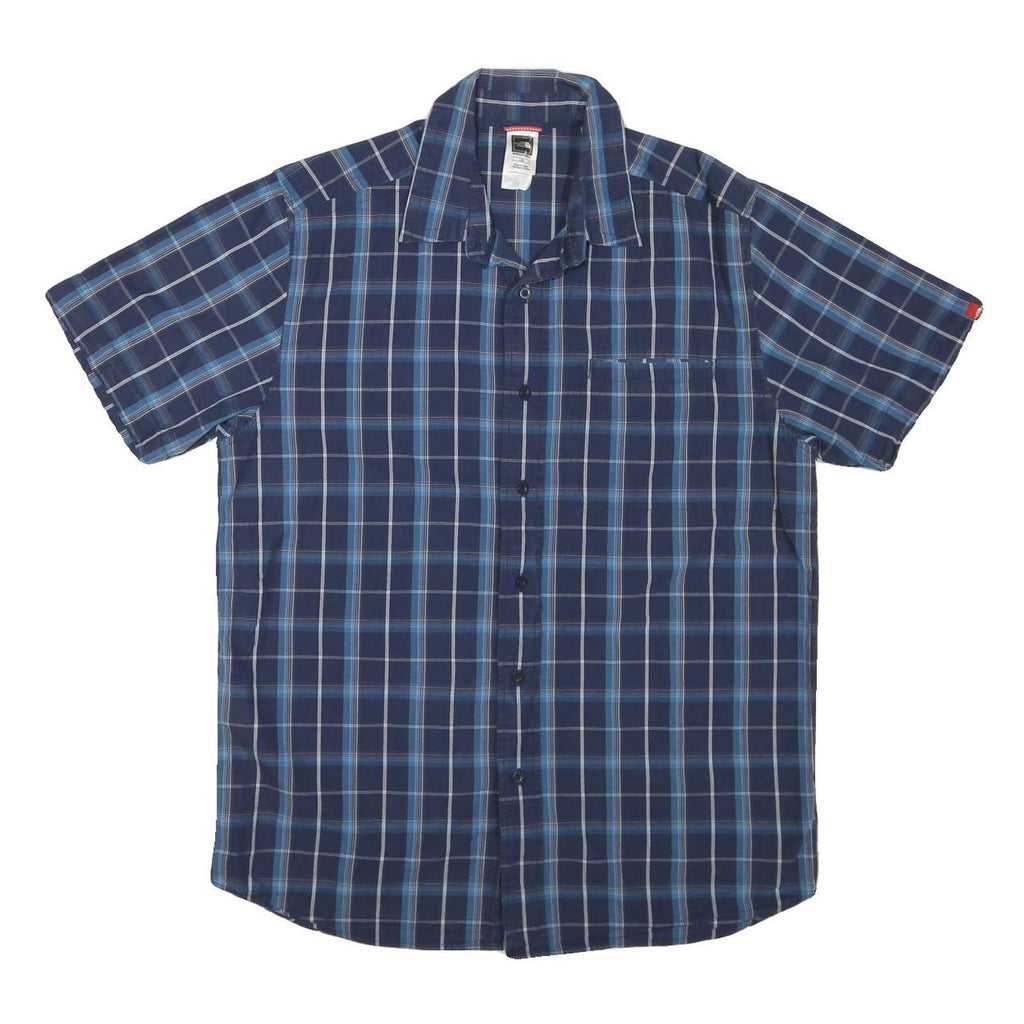 THE NORTH FACE Mens Blue Check Shirt L Cotton Blend Short Sleeve Casual