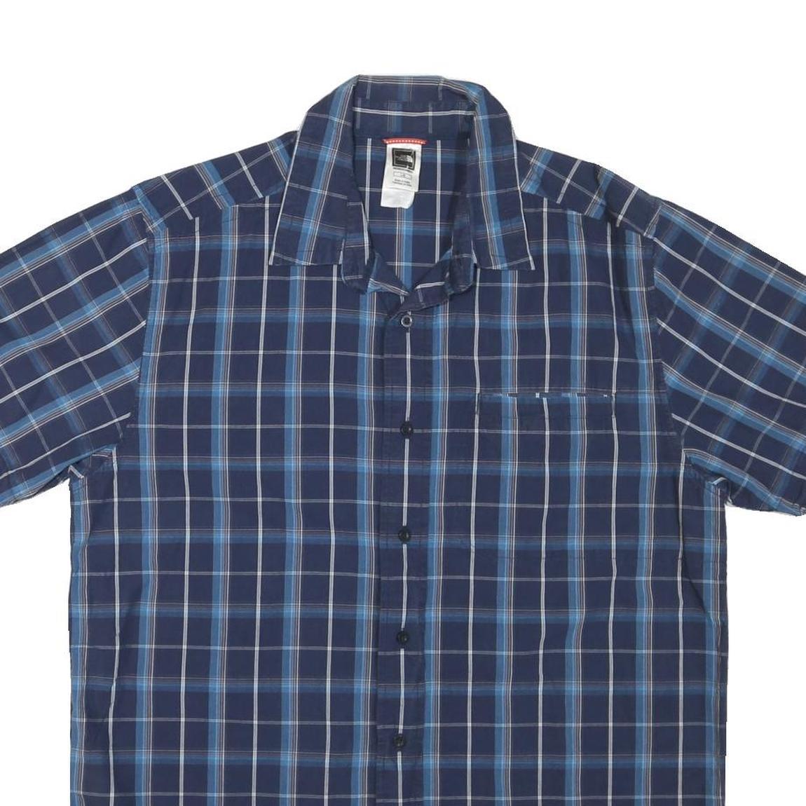 THE NORTH FACE Mens Blue Check Shirt L Cotton Blend Short Sleeve Casual