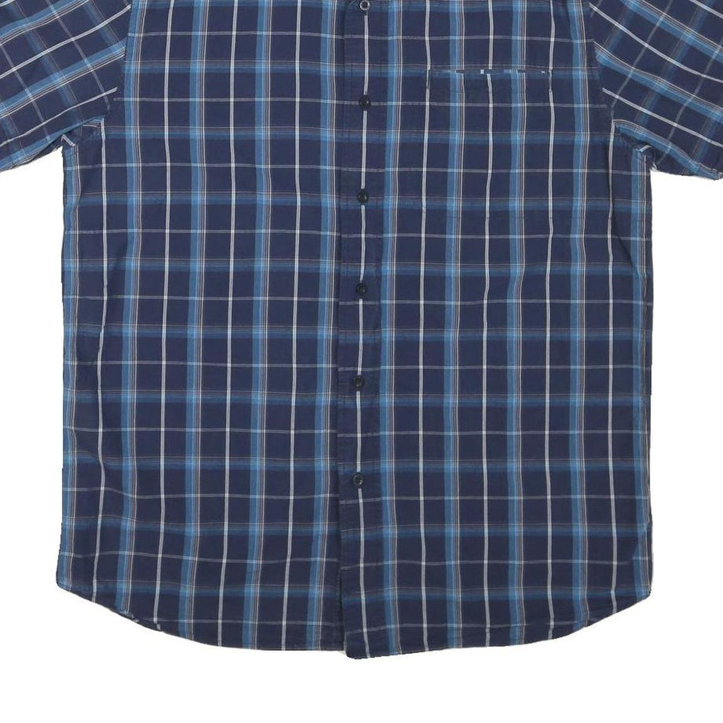 THE NORTH FACE Mens Blue Check Shirt L Cotton Blend Short Sleeve Casual