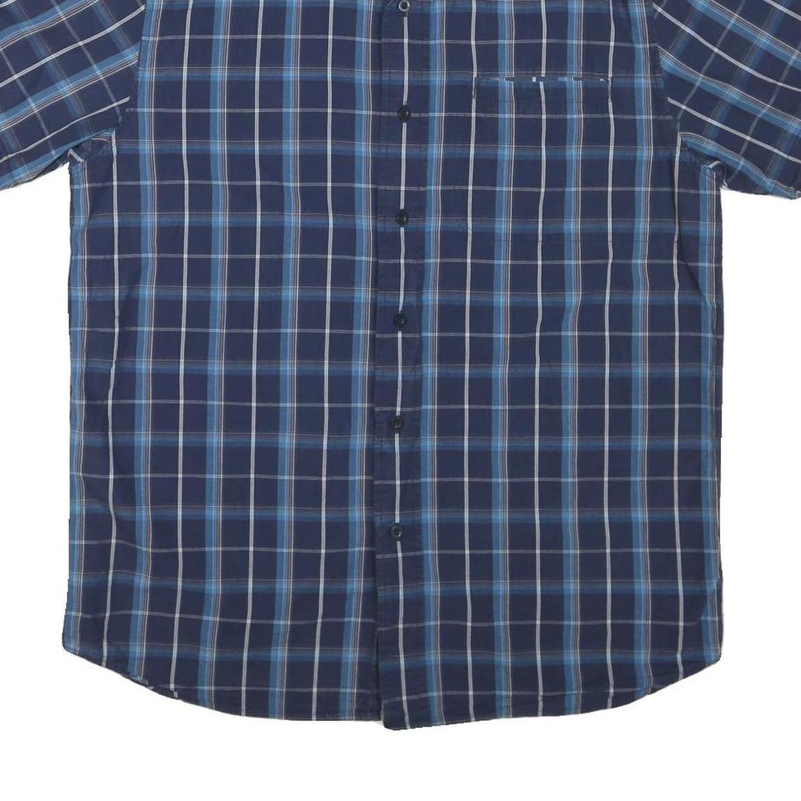 THE NORTH FACE Mens Blue Check Shirt L Cotton Blend Short Sleeve Casual