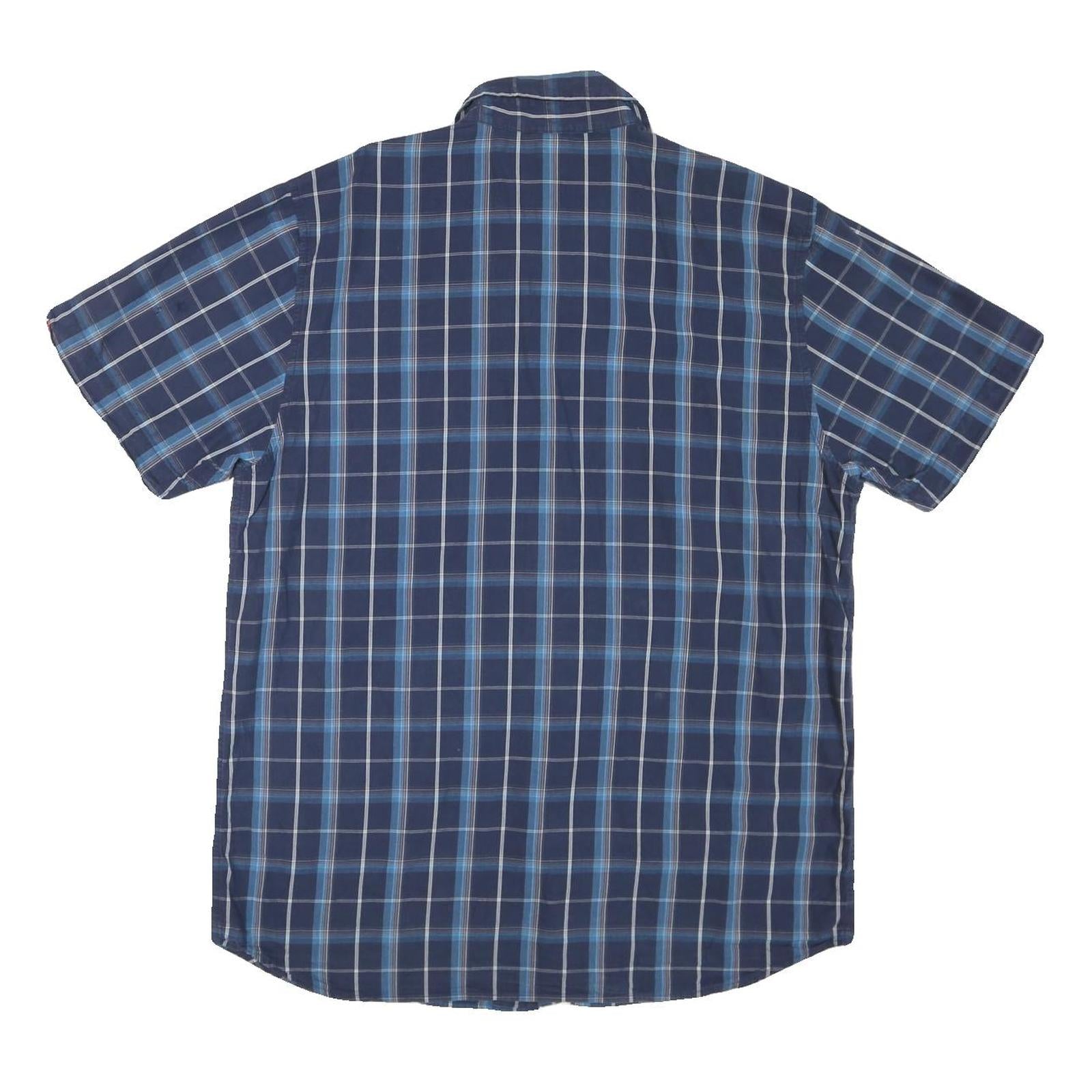 THE NORTH FACE Mens Blue Check Shirt L Cotton Blend Short Sleeve Casual