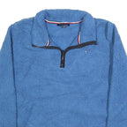 TOMMY HILFIGER Womens Blue Fleece Pullover Plain Crew Neck Basic Knit L Casual