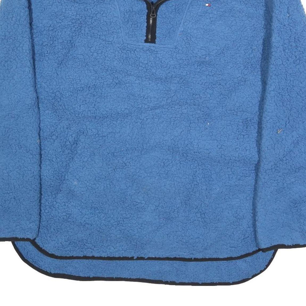 TOMMY HILFIGER Womens Blue Fleece Pullover Plain Crew Neck Basic Knit L Casual