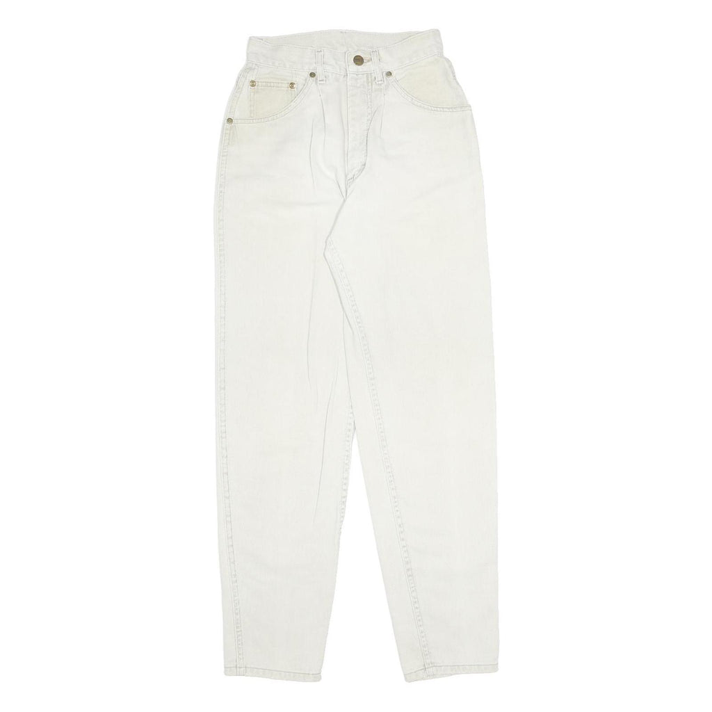 LL BEAN Womens Regular White Jeans Cotton Zip W24 L30 Classic Fit Casual