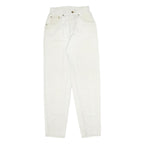 LL BEAN Womens Regular White Jeans Cotton Zip W24 L30 Classic Fit Casual