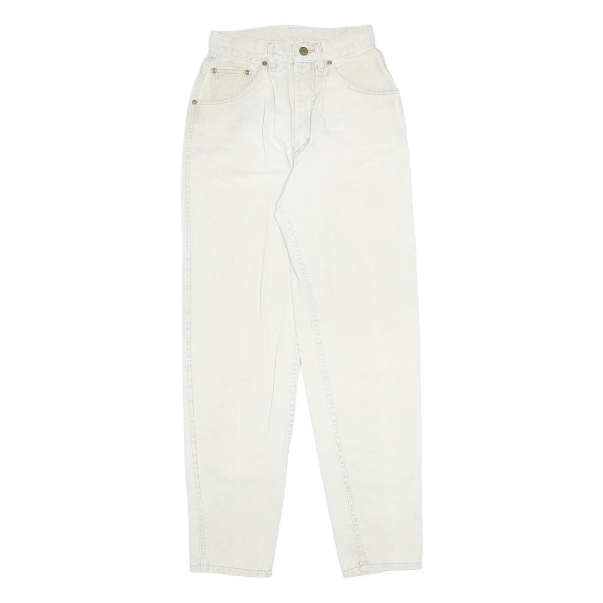 LL BEAN Womens Regular White Jeans Cotton Zip W24 L30 Classic Fit Casual