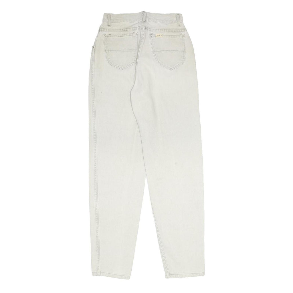LL BEAN Womens Regular White Jeans Cotton Zip W24 L30 Classic Fit Casual