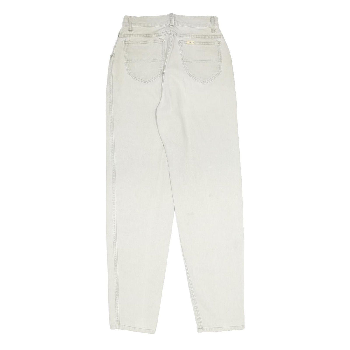 LL BEAN Womens Regular White Jeans Cotton Zip W24 L30 Classic Fit Casual