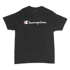 CHAMPION Mens Black Cotton Graphic T-Shirt L Short Sleeve Crew Neck Logo