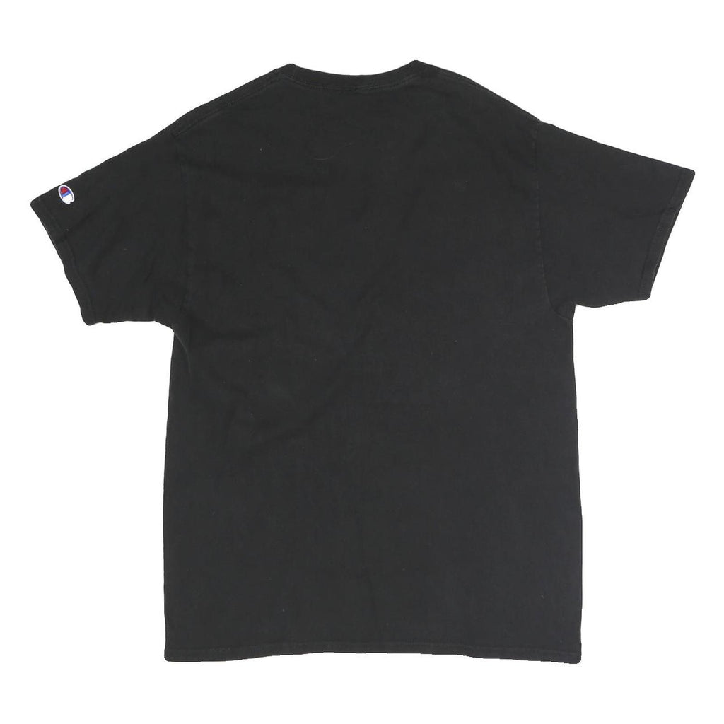CHAMPION Mens Black Cotton Graphic T-Shirt L Short Sleeve Crew Neck Logo