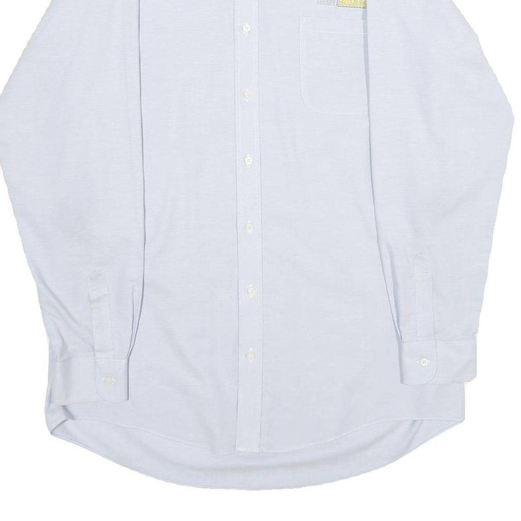 CINTAS Mens Light Blue Shirt L Button Down Collar Long Sleeve Cotton Blend