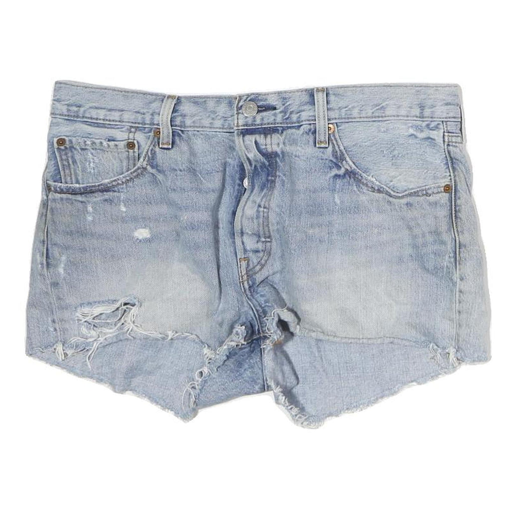 LEVI'S Womens Denim Blue Cut-Off Ripped Shorts M W34 Casual Summer