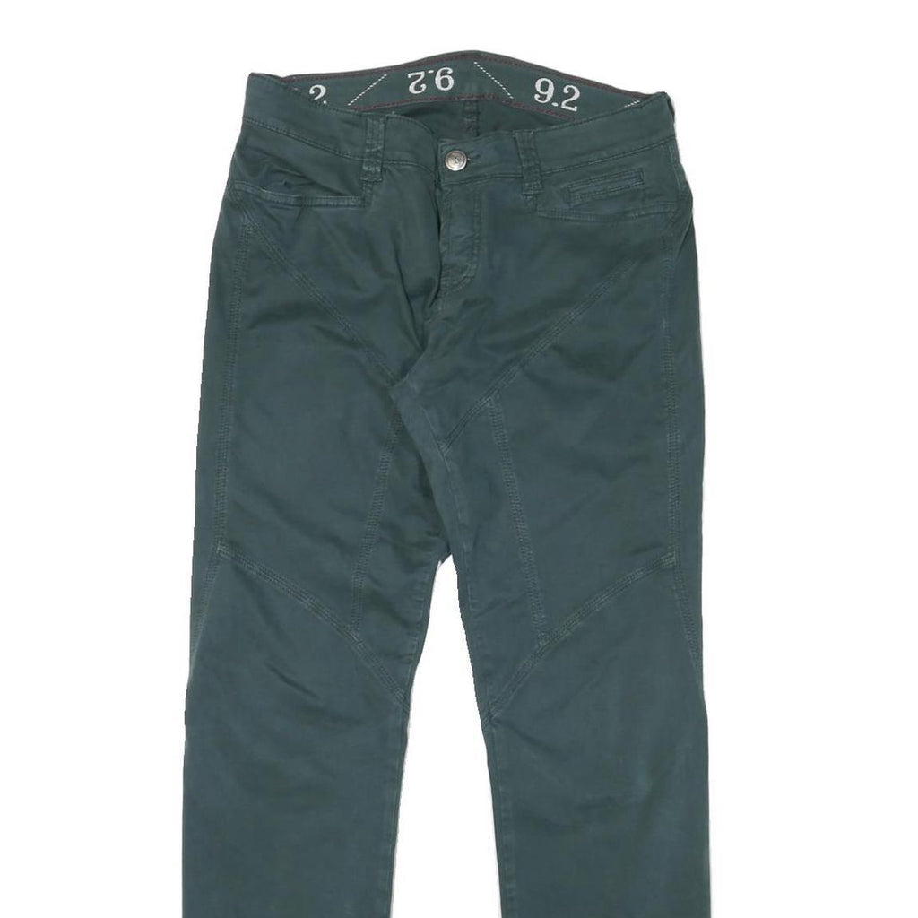 CARLO CHIONNA Mens Cotton Blend Slim Straight Green Trousers W30 L31 Stylish