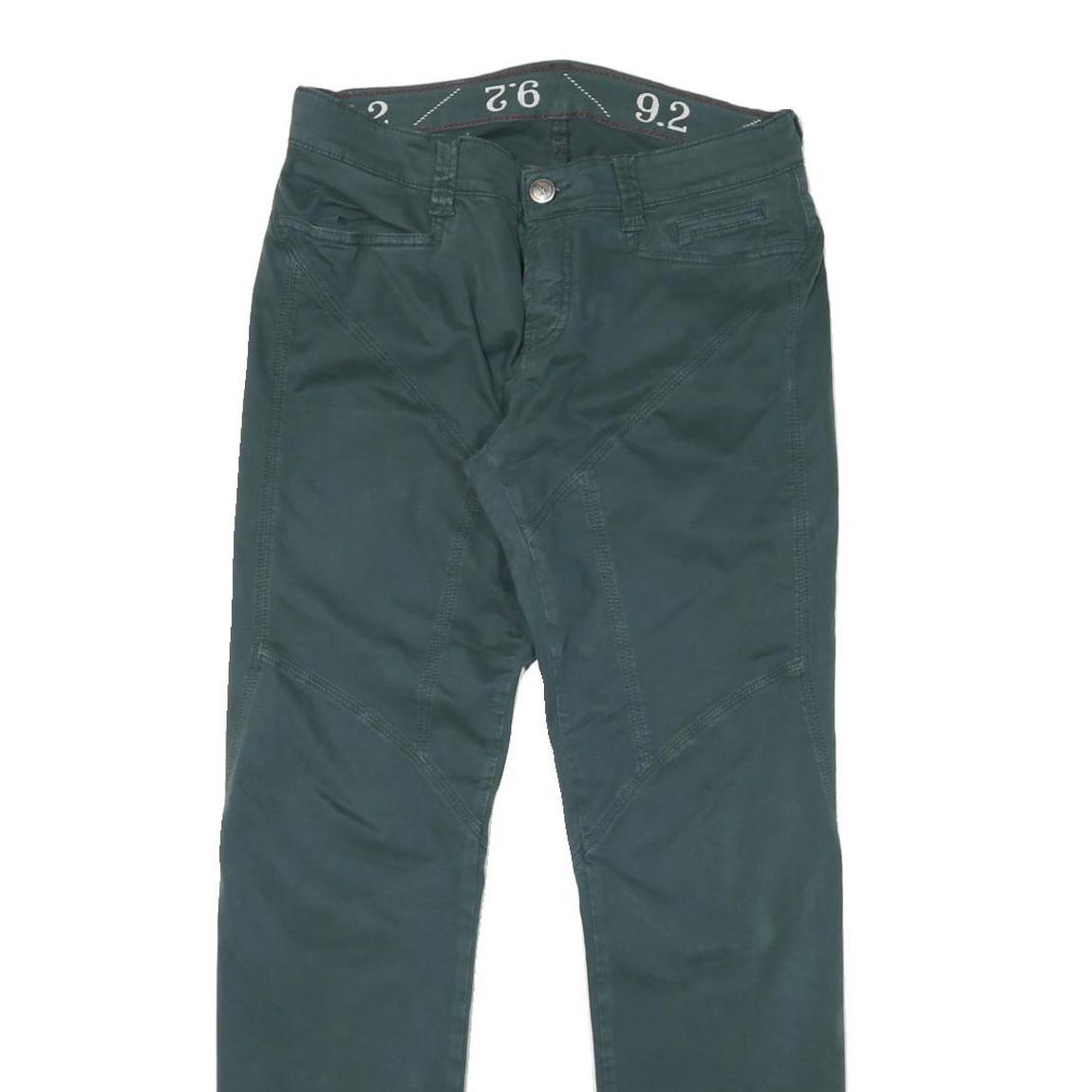 CARLO CHIONNA Mens Cotton Blend Slim Straight Green Trousers W30 L31 Stylish